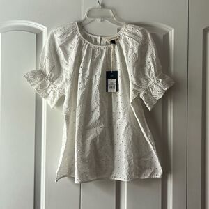 Universal Thread White Cotton Eyelet Blouse Size Small New with Tags